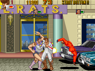 Knuckle Bash (Arcade) screenshot: And a weirdo in short pants