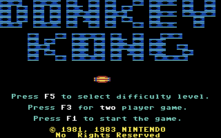 Donkey Kong (Commodore 64) screenshot: Title screen (US version)