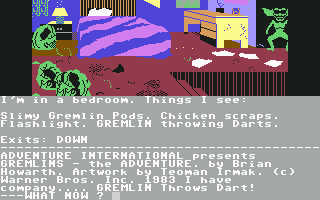 Gremlins: The Adventure (Commodore 64) screenshot: Starting in my room
