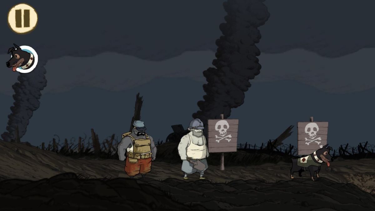 Valiant Hearts: The Great War (Android) screenshot: Walt will help to cross the mine field