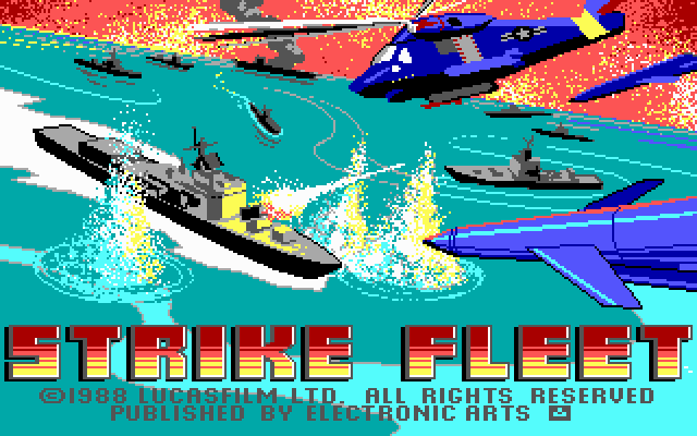 Strike Fleet (DOS) screenshot: Title screen (EGA)