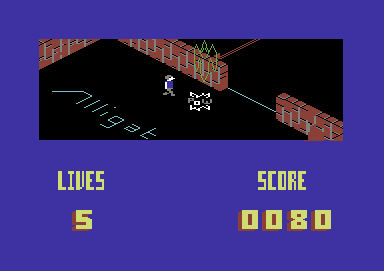 Blagger Goes to Hollywood (Commodore 64) screenshot: ...and use it to destroy characters