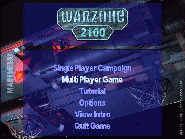 Warzone 2100 (Windows) screenshot: main menu