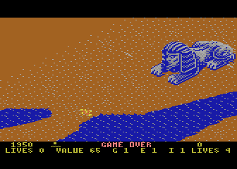 Desert Falcon (Atari 8-bit) screenshot: This time I lost my last life. Game over.