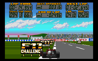 F17 Challenge (Amiga) screenshot: France - crashed into a big F17 table