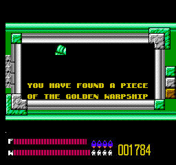 Solar Jetman: Hunt for the Golden Warpship (NES) screenshot: The Golden Warpship has been divided into pieces for safekeeping...