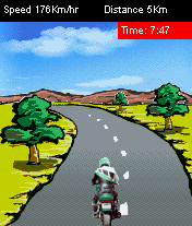 Xcite Bike (J2ME) screenshot: The game's art is... special.