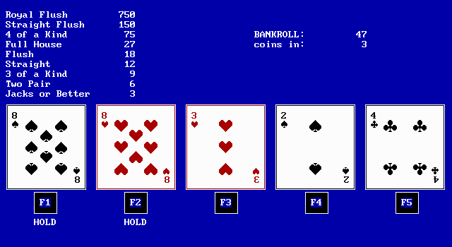 The Las Vegas EGA Casino (Version 2.0) (DOS) screenshot: One pair is not enough to win.