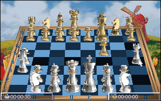 National Lampoon's Chess Maniac 5 Billion and 1 (DOS) screenshot: Helpfully shading out possible paths for the selected piece.