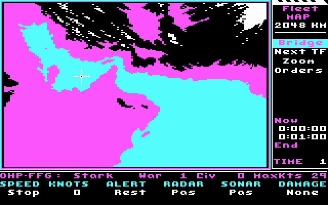 Strike Fleet (DOS) screenshot: Plot a course for the mission (CGA)