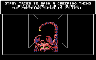 Wizardry V: Heart of the Maelstrom (Commodore 64) screenshot: I killed a creeping thing!
