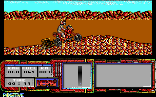 African Trail Simulator (DOS) screenshot: Going up a hill (EGA)