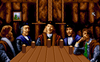 Discovery: In the Steps of Columbus (DOS) screenshot: At the Inn with your Advisors...
