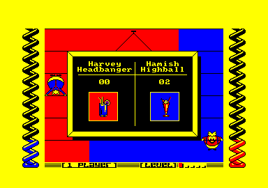 Harvey Headbanger (Amstrad CPC) screenshot: Hamish Highball is the champion