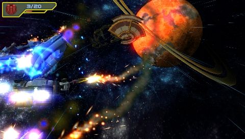 Ratchet & Clank: Size Matters (PSP) screenshot: Giant Clank’s space battle