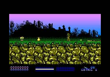 Stryker in the Crypts of Trogan (Amstrad CPC) screenshot: Game start