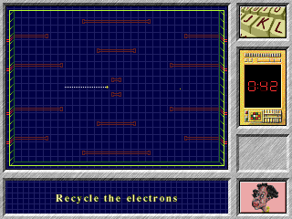 The Crystal Maze (DOS) screenshot: Recycle the electrons.
