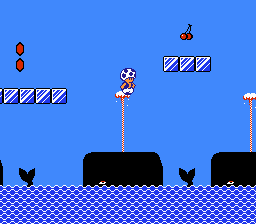Super Mario Bros. 2 (NES) screenshot: Thar be whales in 4-2!