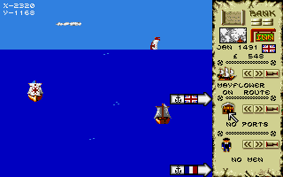 Discovery: In the Steps of Columbus (DOS) screenshot: Vessels are roaming the ocean...