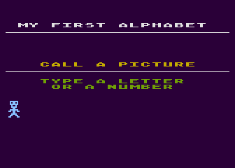 My First Alphabet (Atari 8-bit) screenshot: This is the screen you get if you choose "Call a Picture".
