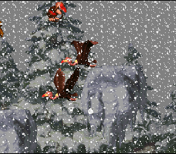 Donkey Kong Country (SNES) screenshot: A snow storm is hindering your view