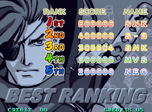 Sengoku 3 (Neo Geo) screenshot: High scores screen