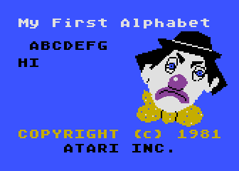 My First Alphabet (Atari 8-bit) screenshot: Which then plays the alphabet song while displaying the letters.