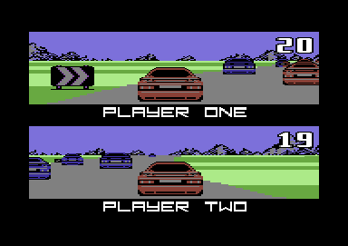 Lotus Esprit Turbo Challenge (Commodore 64) screenshot: Starting a two player game.