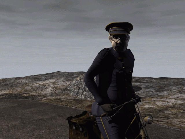 Amerzone: The Explorer's Legacy (Windows) screenshot: A strange postman heralds the beginning of the adventure.