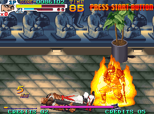 Sengoku 3 (Neo Geo) screenshot: Kongoh gets a beating.