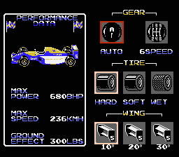 Screenshot of Nigel Mansell's World Championship Racing (NES, 1992 ...