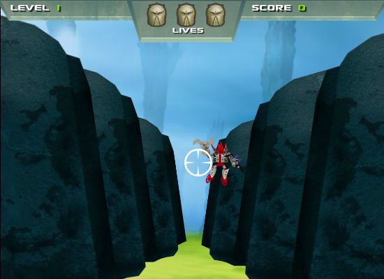 Bionicle Mistika: Run the Gauntlet (Browser) screenshot: There's Tahu. Better shoot him.