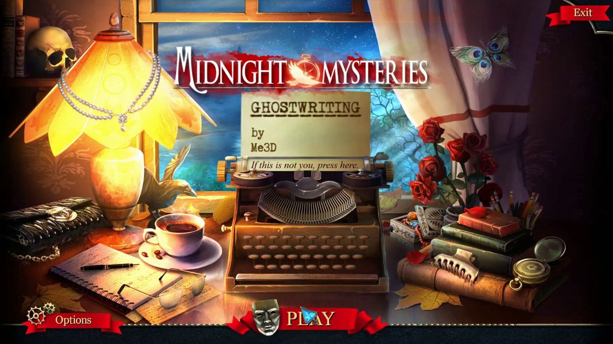 Midnight Mysteries: Ghostwriting (Macintosh) screenshot: Main menu