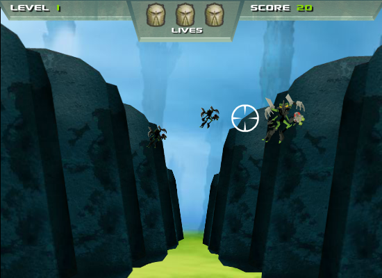 Bionicle Mistika: Run the Gauntlet (Browser) screenshot: That, however, is Gorast. She won't be very happy if I hit her.