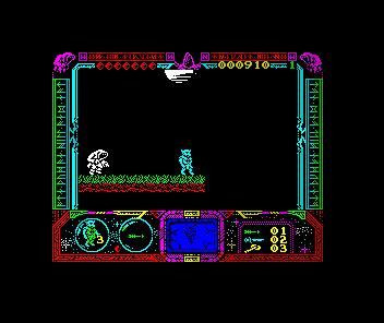 Soldier of Fortune (ZX Spectrum) screenshot: Waiting for a ledge