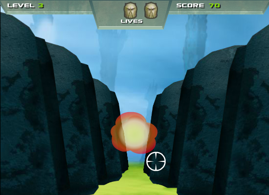Bionicle Mistika: Run the Gauntlet (Browser) screenshot: Hit an enemy.