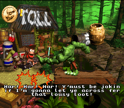 Donkey Kong Country 2: Diddy's Kong Quest (SNES) screenshot: Without money, almost nothing in this life it is possible.