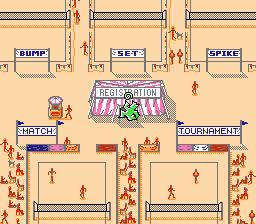 Kings of the Beach (NES) screenshot: Event selection screen, very similar to the <moby gamegroup="Skate or Die Series">Skate or Die Series</moby>'.