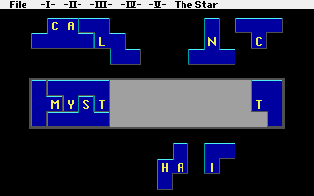 The Fool's Errand (Amiga) screenshot: "The Star" is a polyomino puzzle