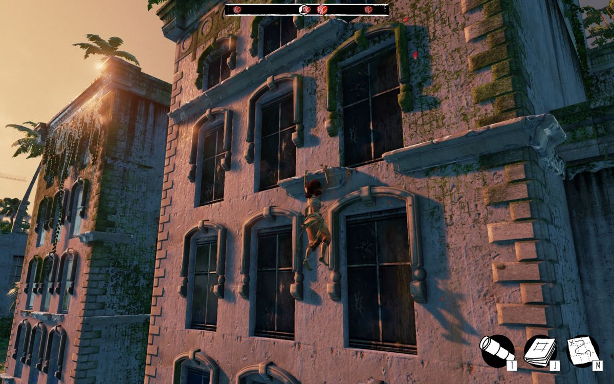 Submerged (Windows) screenshot: Hoist her up and she can reach the ledge above.