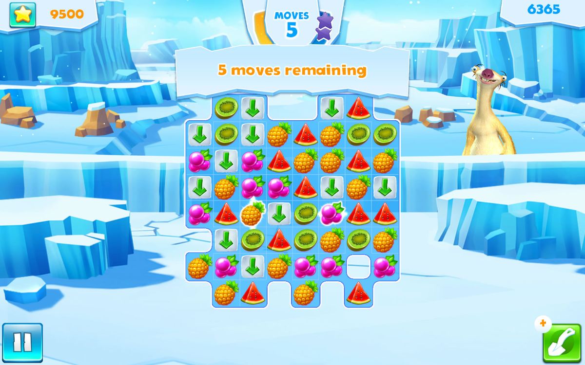 Ice Age: Avalanche (Windows Apps) screenshot: Online five moves left here.