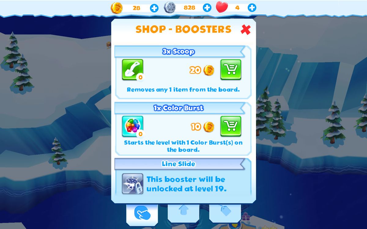 Ice Age: Avalanche (Windows Apps) screenshot: Boosters in the shop