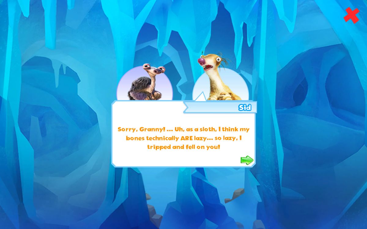 Ice Age: Avalanche (Windows Apps) screenshot: Sid is informed about the treasure in the introduction.