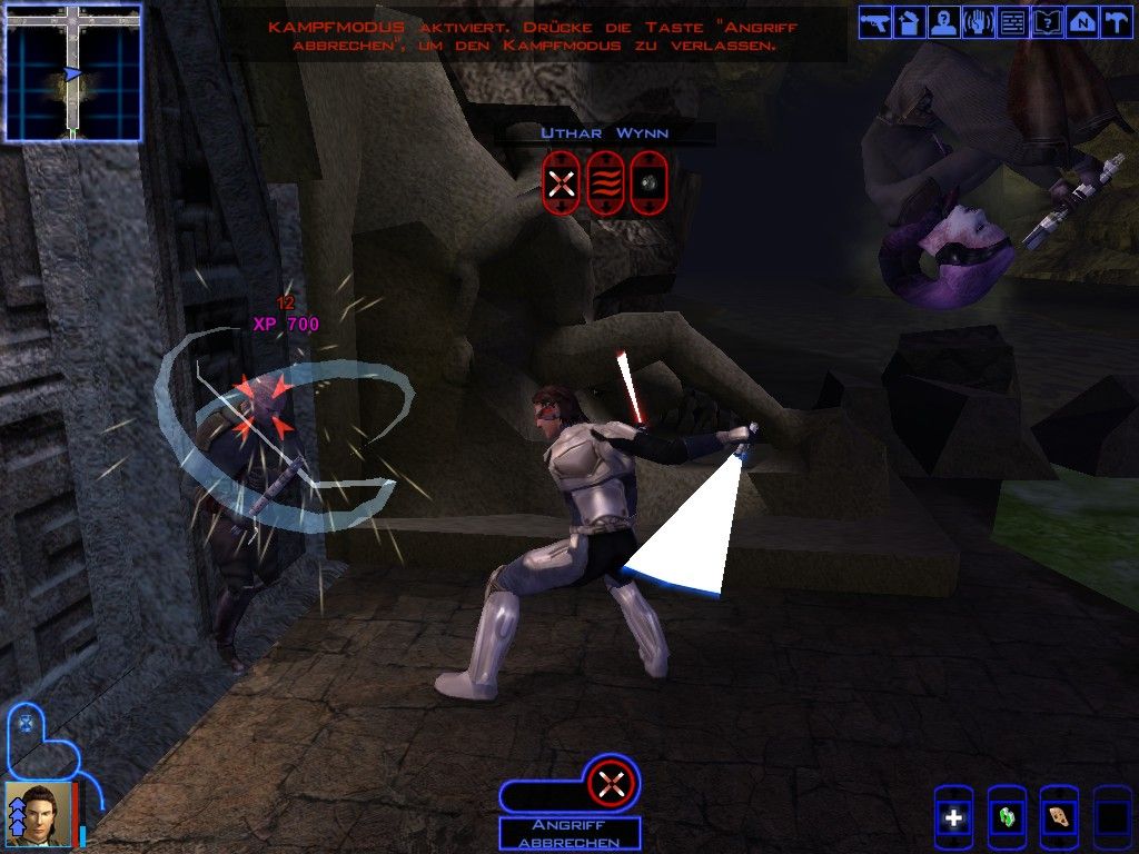 Star Wars: Knights of the Old Republic (Windows) screenshot: The fight against Uthar Wynn