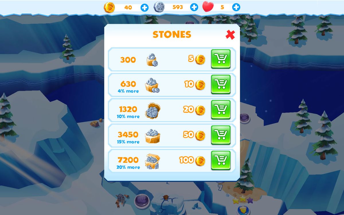 Ice Age: Avalanche (Windows Apps) screenshot: In-app purchases for gold coins