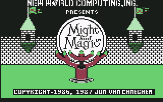 Might and Magic: Book One - Secret of the Inner Sanctum (Commodore 64) screenshot: Title screen 1