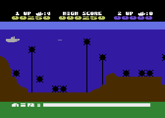 Sea Dragon (Atari 8-bit) screenshot: Torpedo's away!