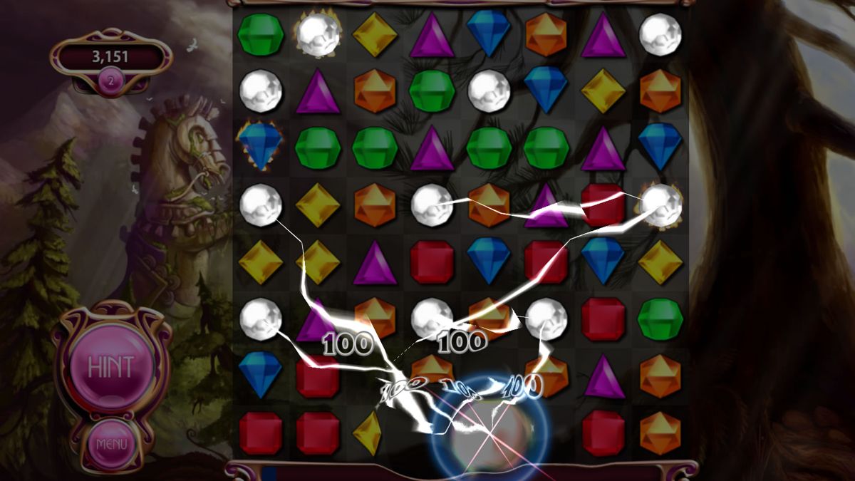 Bejeweled: Live (Windows Apps) screenshot: The Hypercube removes all gems of a single type (Classic mode)