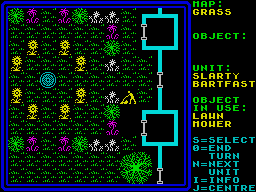 Rebelstar (ZX Spectrum) screenshot: One soldier couldn't take the pressures of the mission and decided to do some gardening, instead.