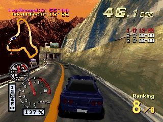 Side by Side Special (PlayStation) screenshot: Mountain and bridge